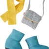 Haba 306579 Kleiderset Accessoires, 3-tlg. Puppen-Stiefel, Schal, Umhängetasche,...