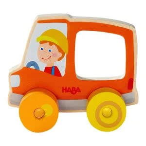 Haba Schiebefigur Müllauto In Orange 4 Haba Schiebefigur Müllauto In Orange – Bild 2